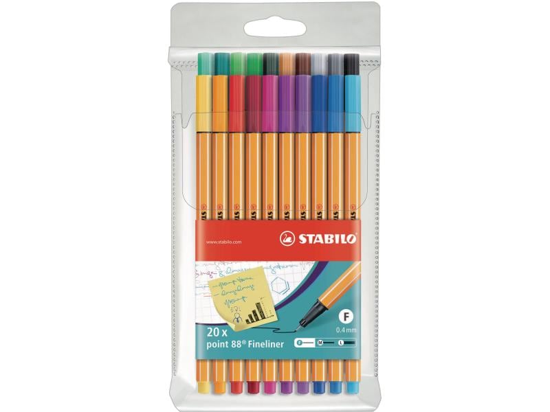 STABILO Fineliner point 88 20 Stück, Mehrfarbig Stabilo Fineliner mit 20 Stiften