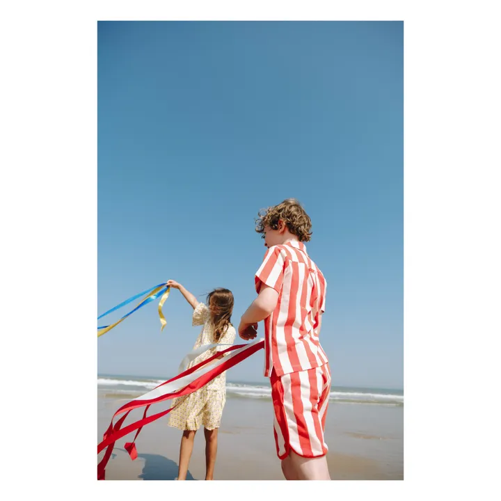 Holi & Love Short Kim Rayure Coton Bio | Rouge