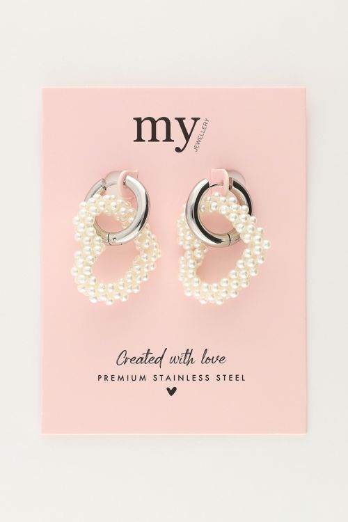 Statement oorringen hartje met parels