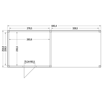 Tuinhuis Douglas Zwart Zweeds Rabat 645x255cmcm
