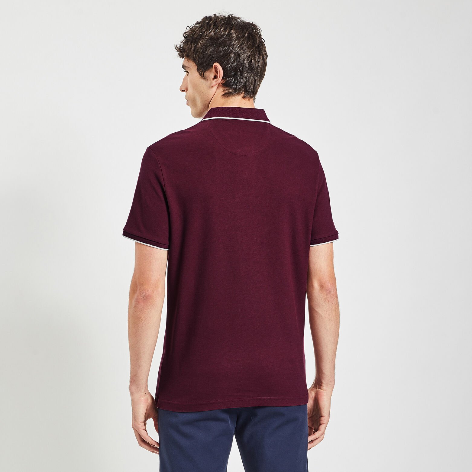 Polo manches courtes uni coton piqué Bordeaux