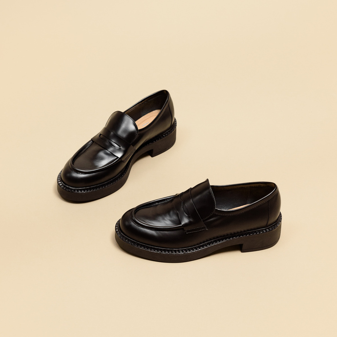 Mocassins  en cuir glacé noir