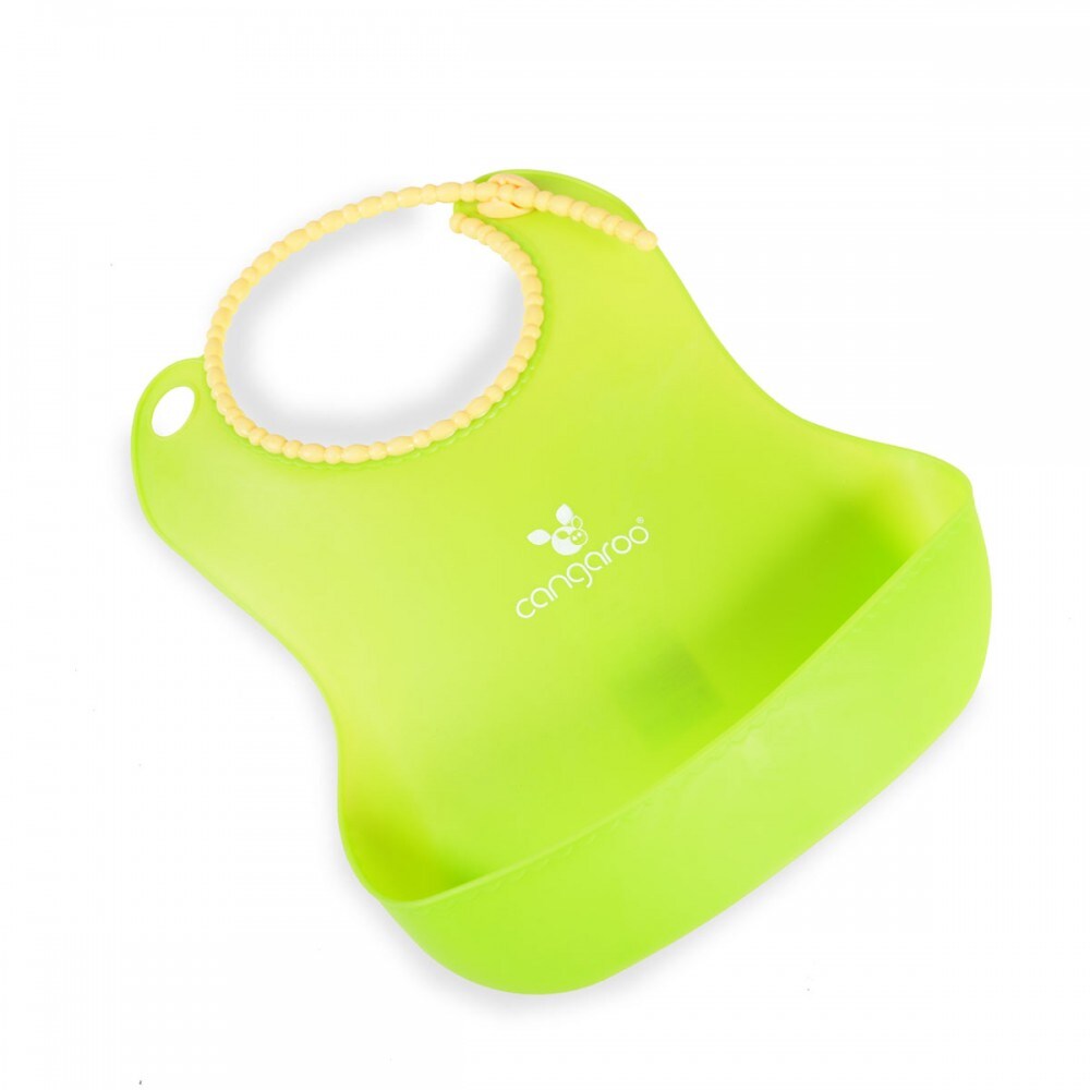 Cangaroo Babylatz Am-Am, Silikon, Tasche für Essensreste, Verschluss verstellbar grün