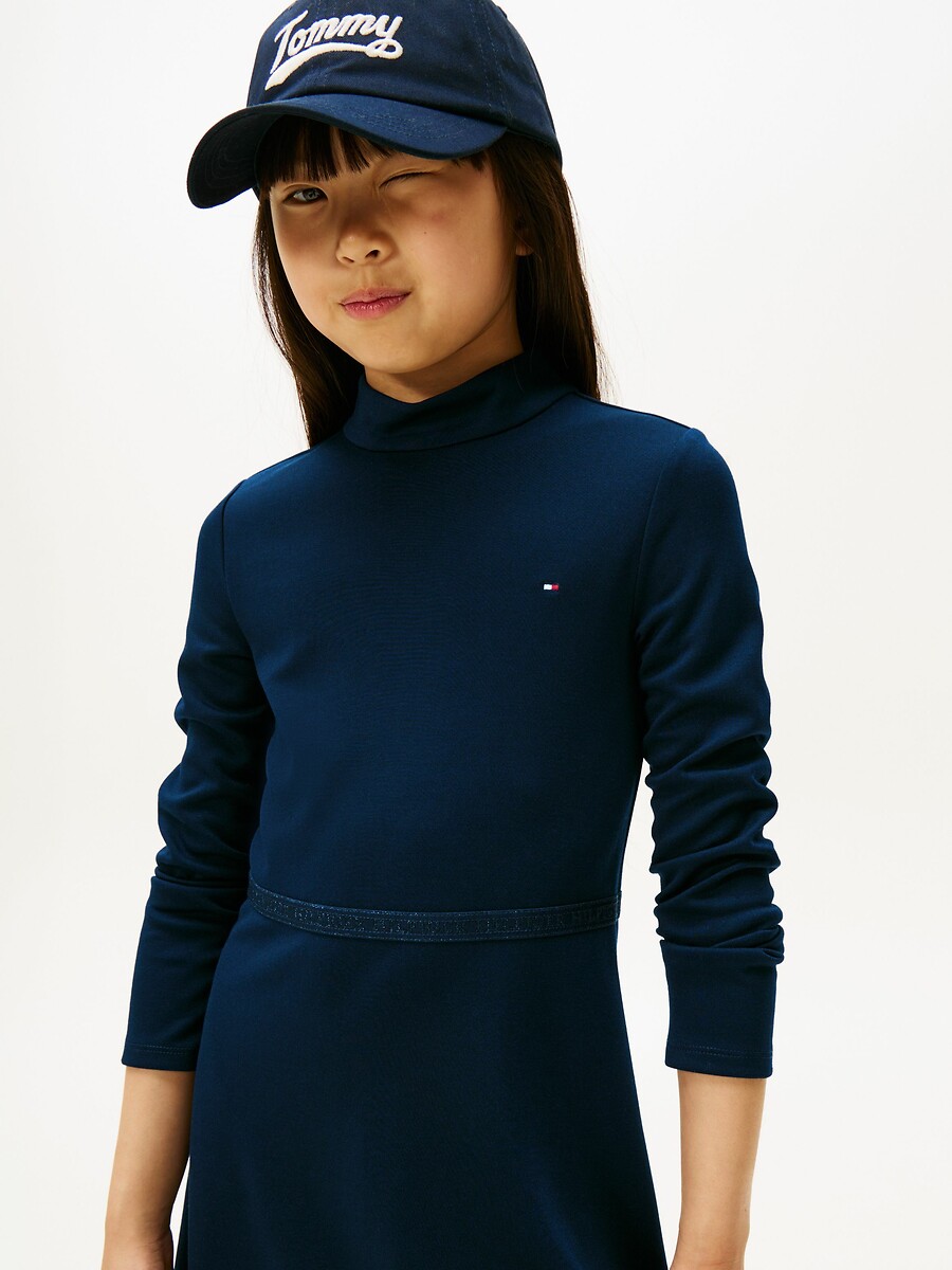 TOMMY HILFIGER<br>Vestido com gola alta e mangas compridas