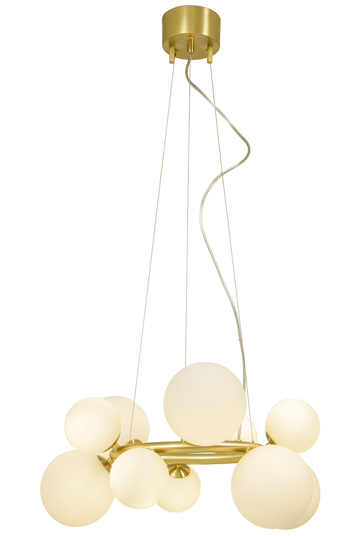 Molekyl taklampe Ø:50, matt messing/hvit 10 x G9