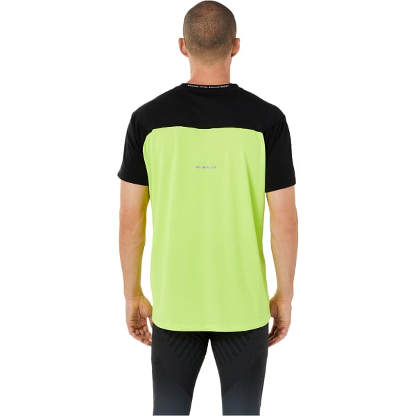 T-shirt running ASICS RACE SS TOP PERFORMANCE BLACK/HAZARD GREEN
