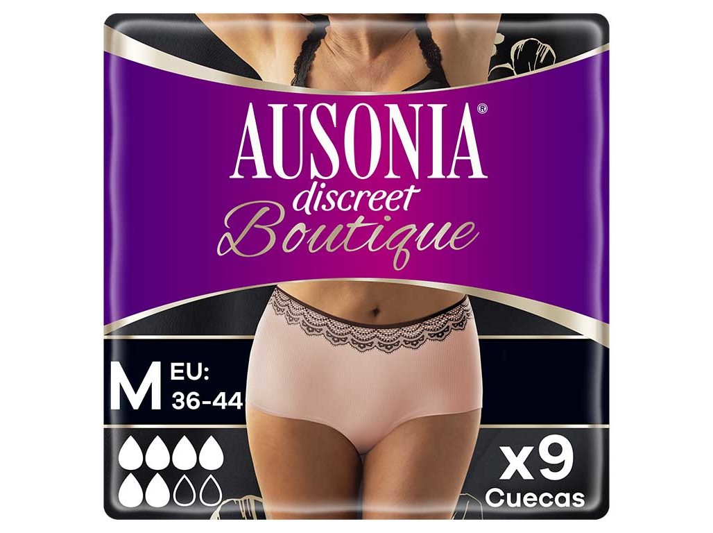 CUECAS INCONTINÊNCIA BOUTIQUE PLUS TAMANHO MÉDIO BEGE AUSONIA DISCREET 9 UN