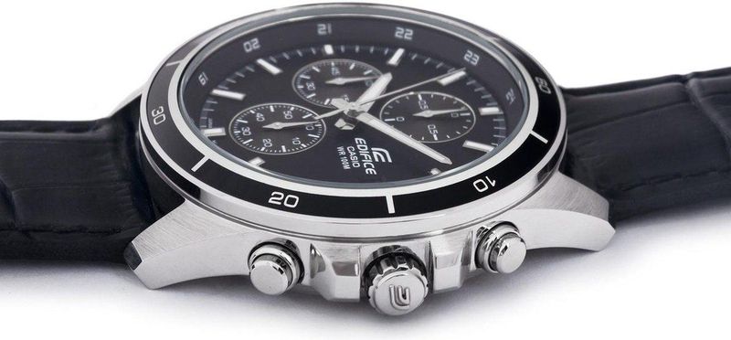 Edifice - EFR-526L-1AVUEF - Herenhorloge - Zilver - RVS - Zwart Leer