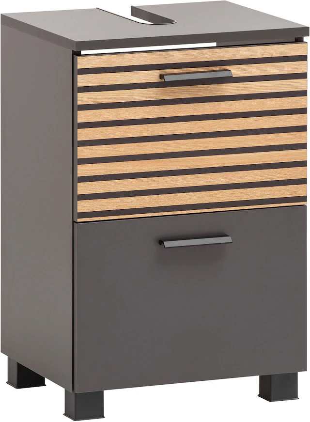 welltime Waschbeckenunterschrank »Katta, Breite 40 cm« Oberboden mit Siphonausschnitt, Klappenfront mit Akustikprint