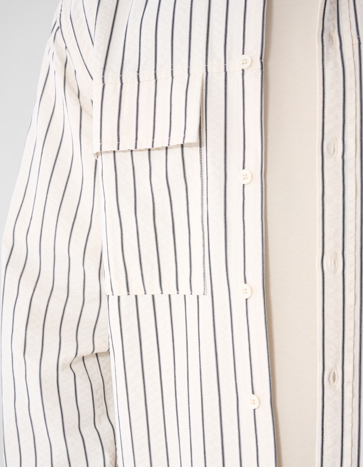 Seersucker Pinstripe Overhemd Gebroken Wit