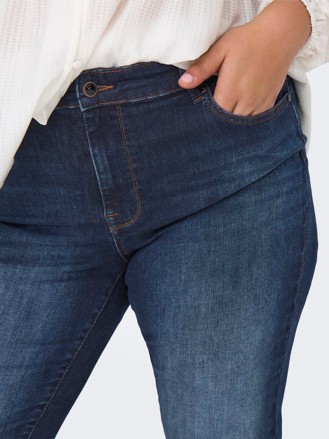 CARALICIA Mittlere Taille Gerade geschnitten Jeans Dark Blue Denim
