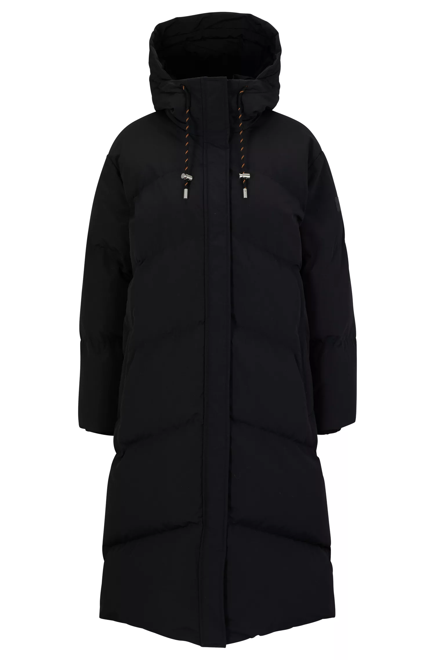 Jaqueta parka com capuz BOSS laranja, modelagem regular.