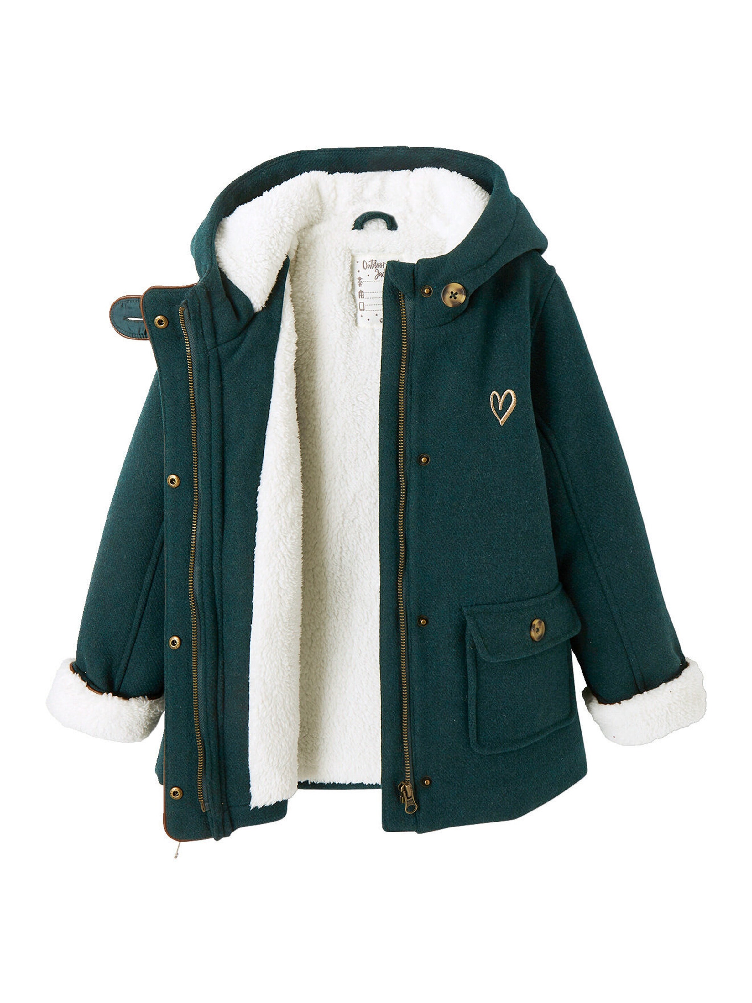 Vertbaudet Mädchen Wintermantel mit Recycling-Polyester dunkelgrün