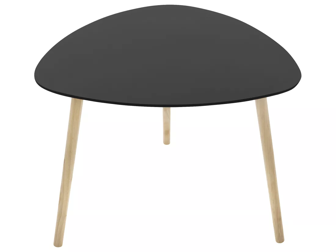Table à café en Bois Noir et pieds en Bois d'Hévéa