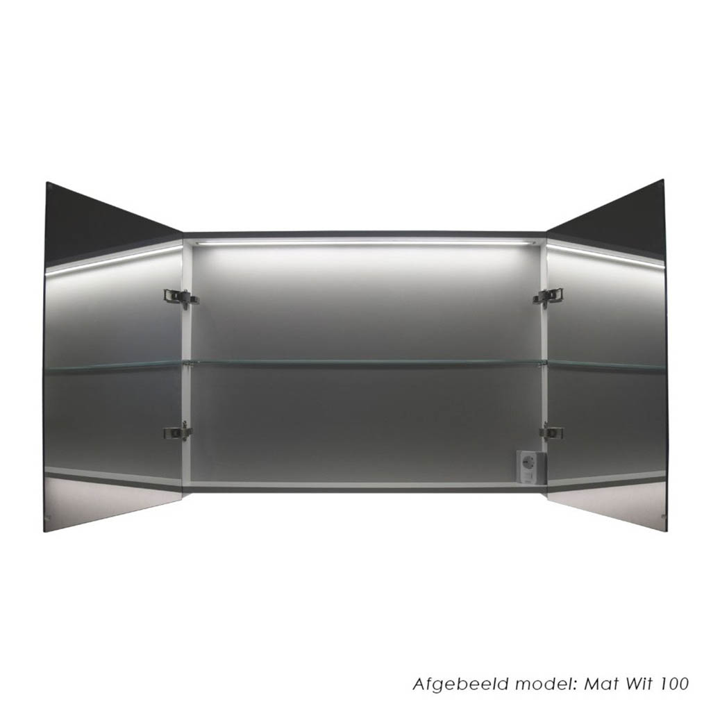 Brauer Impress Deluxe spiegelkast 140cm met 3 deuren en verlichting eiken licht