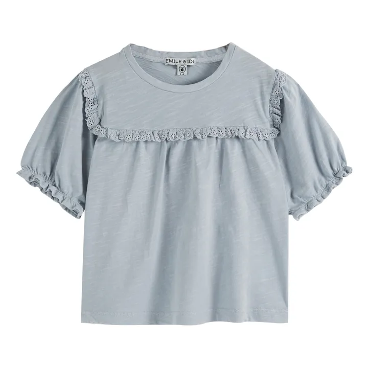 Emile et Ida T-shirt Volants Coton Flammé | Bleu