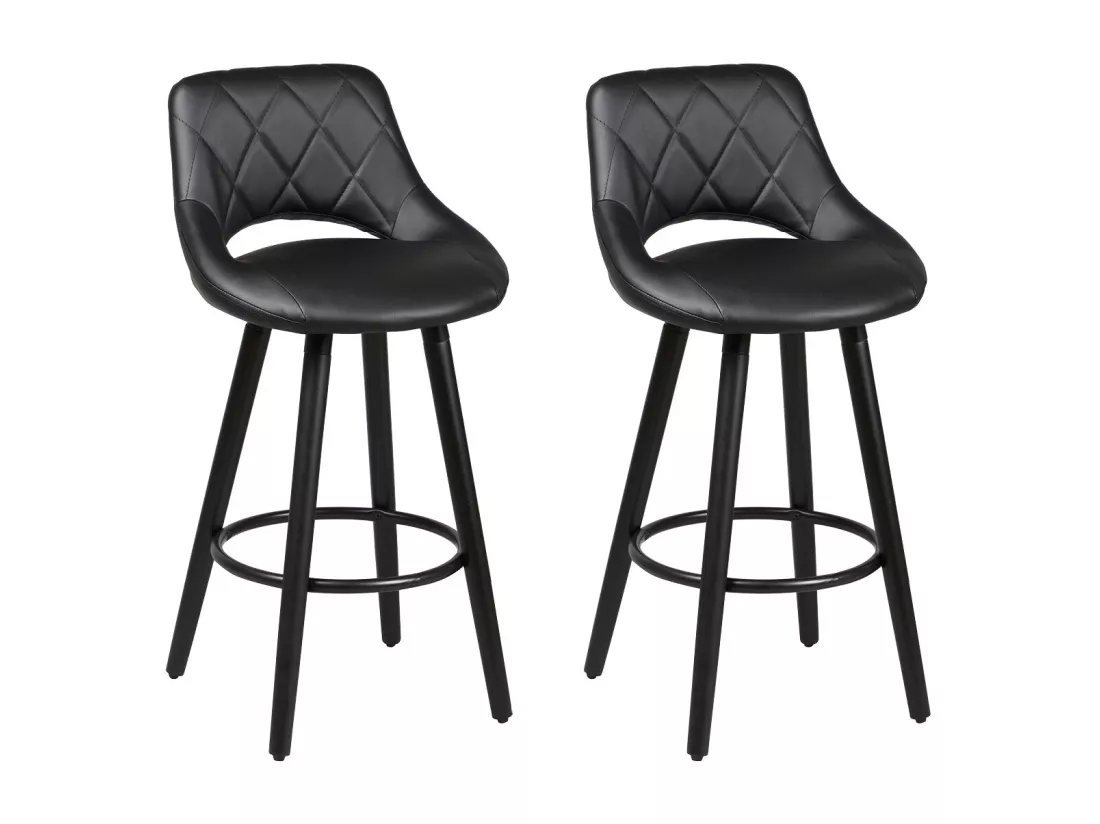 NIELS - Lot de 2 Tabourets Noir