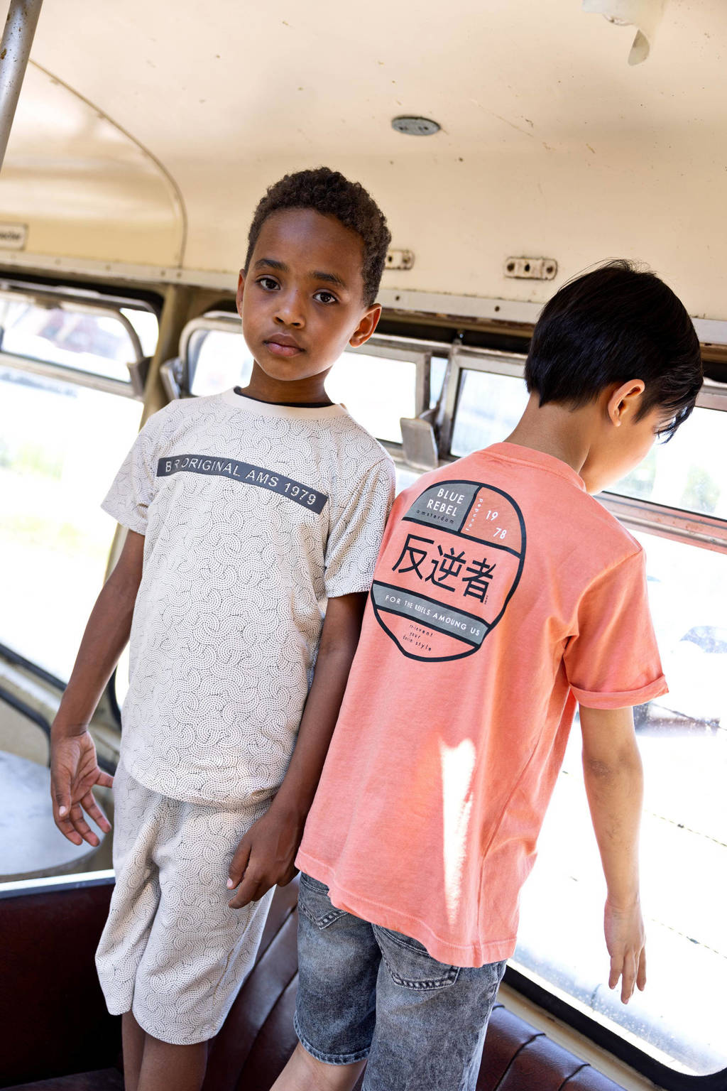 Blue Rebel T-shirt Jeffry met printopdruk oranje