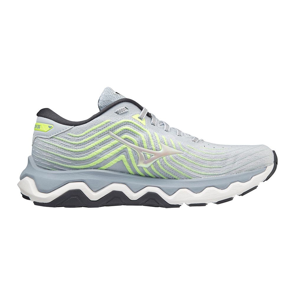 Mizuno WAVE HORIZON 6 - Chaussures running Femme heather/wht/neolime