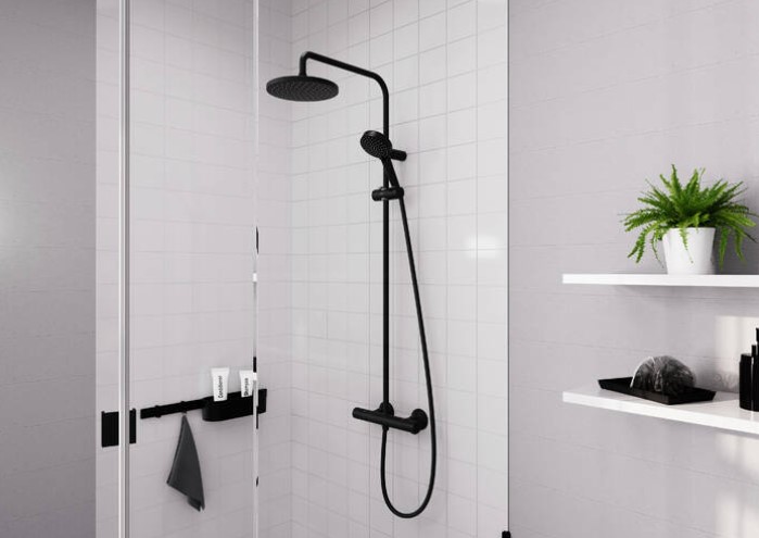 Hansgrohe Vernis Shape opbouw regendouche met ronde hoofddouche waterbesparend zwart mat