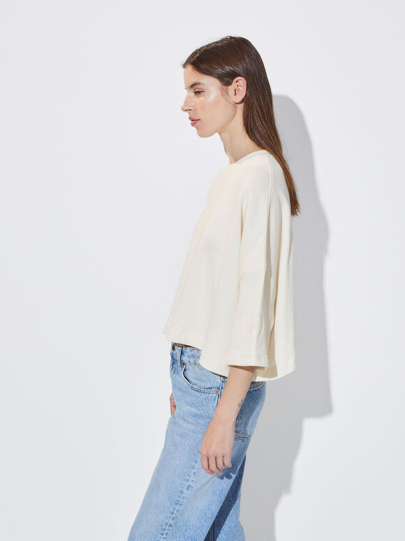 Moletom cropped de algodão - Off-White