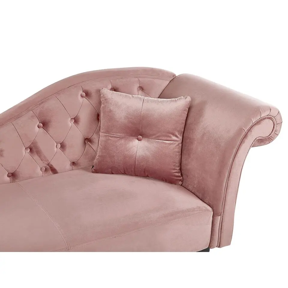 LATTES - Chaise longue - Roze - Rechterzijde - Fluweel
