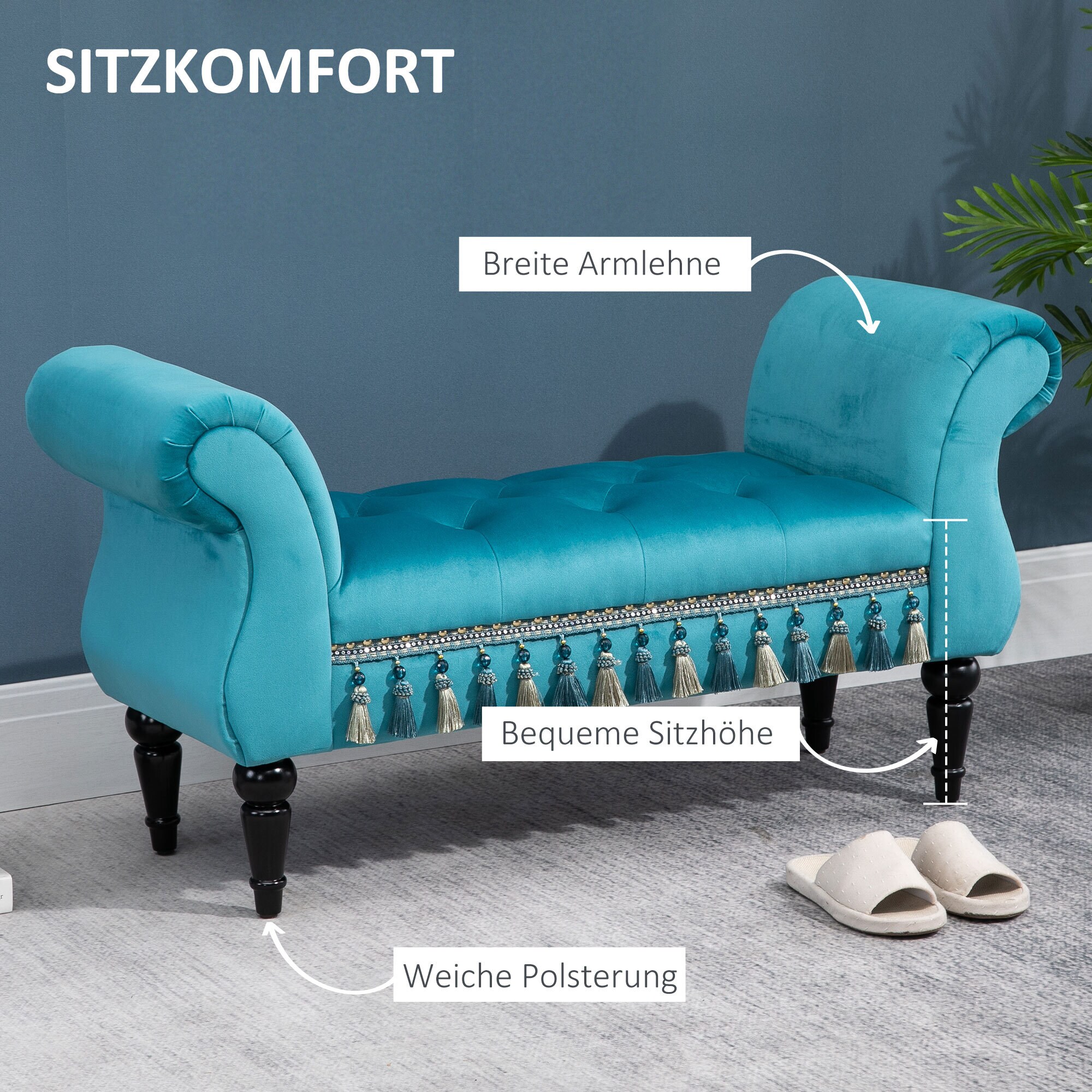 HOMCOM Polsterbank im edlen Design 117 x 40 x 58 cm (BxTxH)