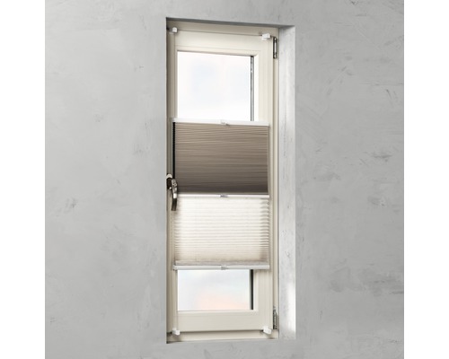 Soluna dubbel plisségordijn met zijspanning, linnen/beige, 45x130 cm