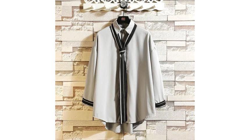 Tonni's - Shirt met stropdas en elleboogmouwen