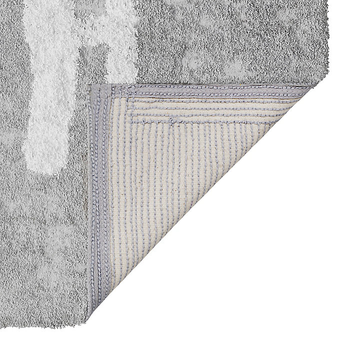 Tapis de bain rectangulaire GoodHome Hebo coloris gris minéral et blanc en coton et polyester L.80 x l.50 cm