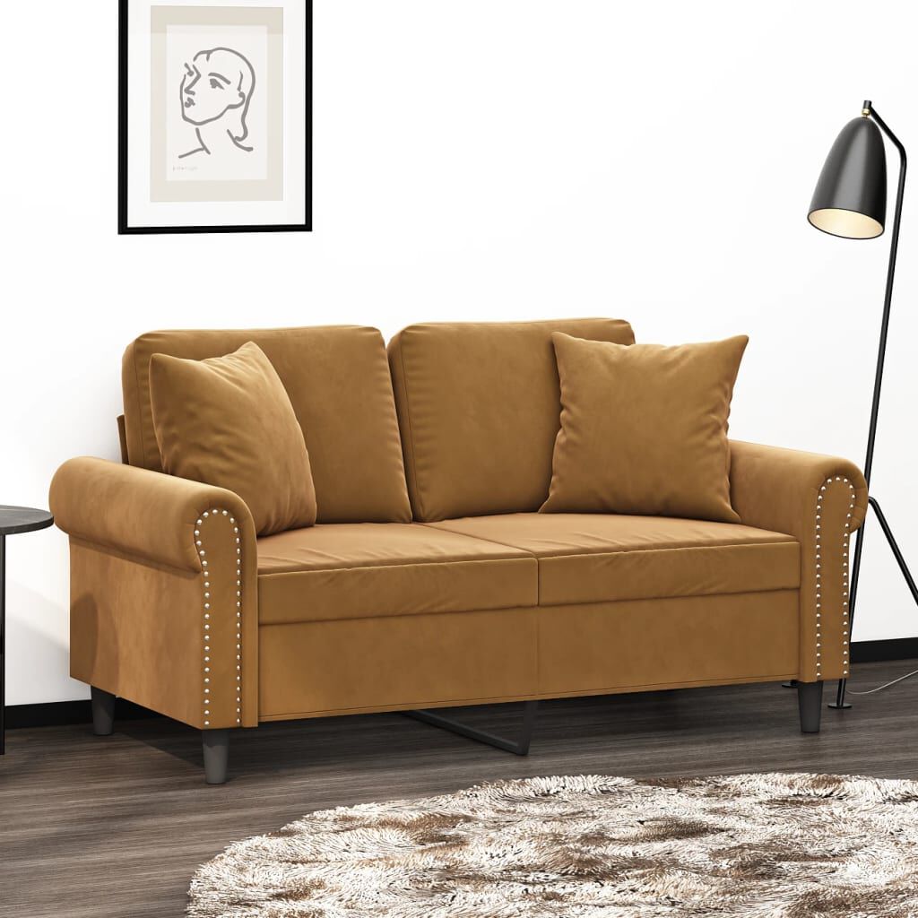 vidaXL Sierkussens, set van 2, bruin, 40x40 cm, fluweel