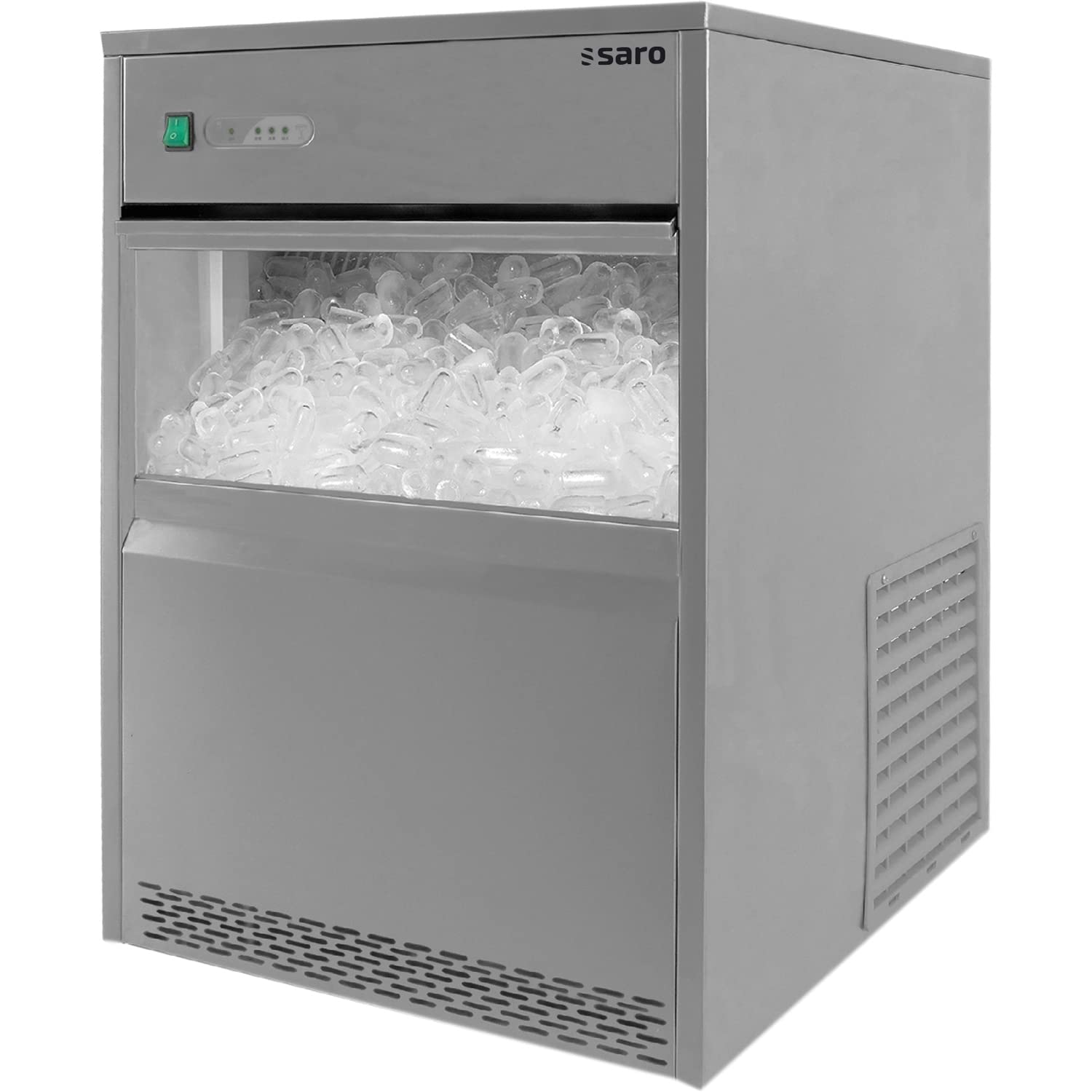 SARO Eiswürfelbereiter – 26 kg / 24 h – Hohlkegel Ø 28×H 40 mm – Edelstahl - Vorratsbehälter 6 kg – Umwälzsystem – Modell EB 26