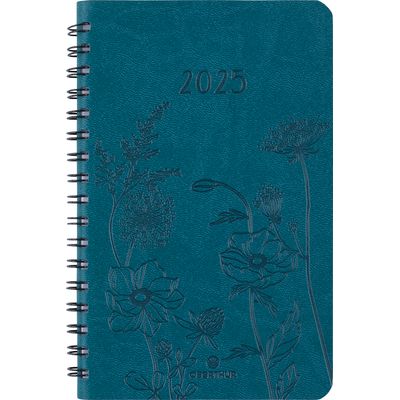 Agenda de poche spiralé Primrose - 1 semaine sur 2 pages - 10 x 15 cm - vert canard - Oberthur