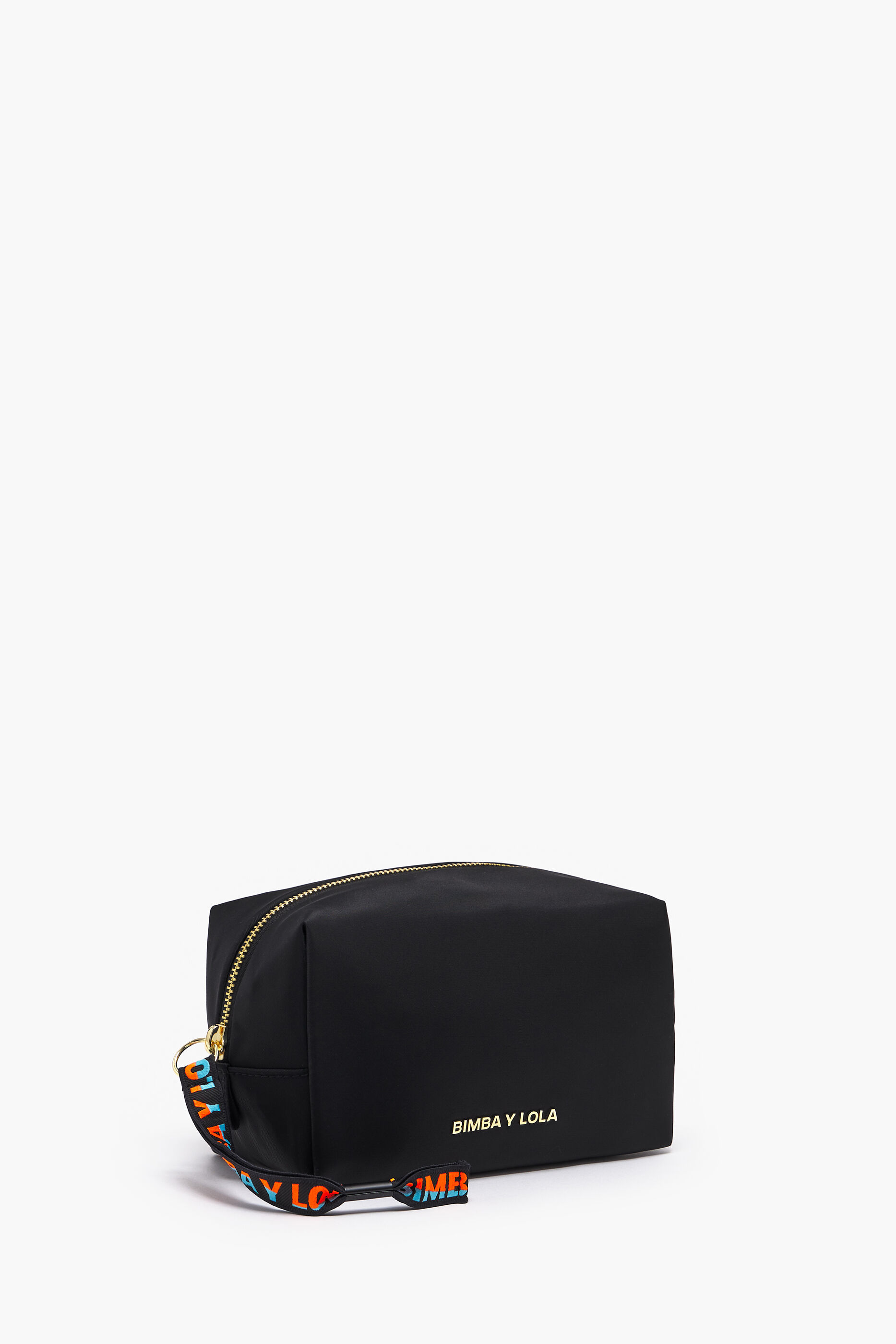 Nécessaire retangular tamanho M, em nylon preto.