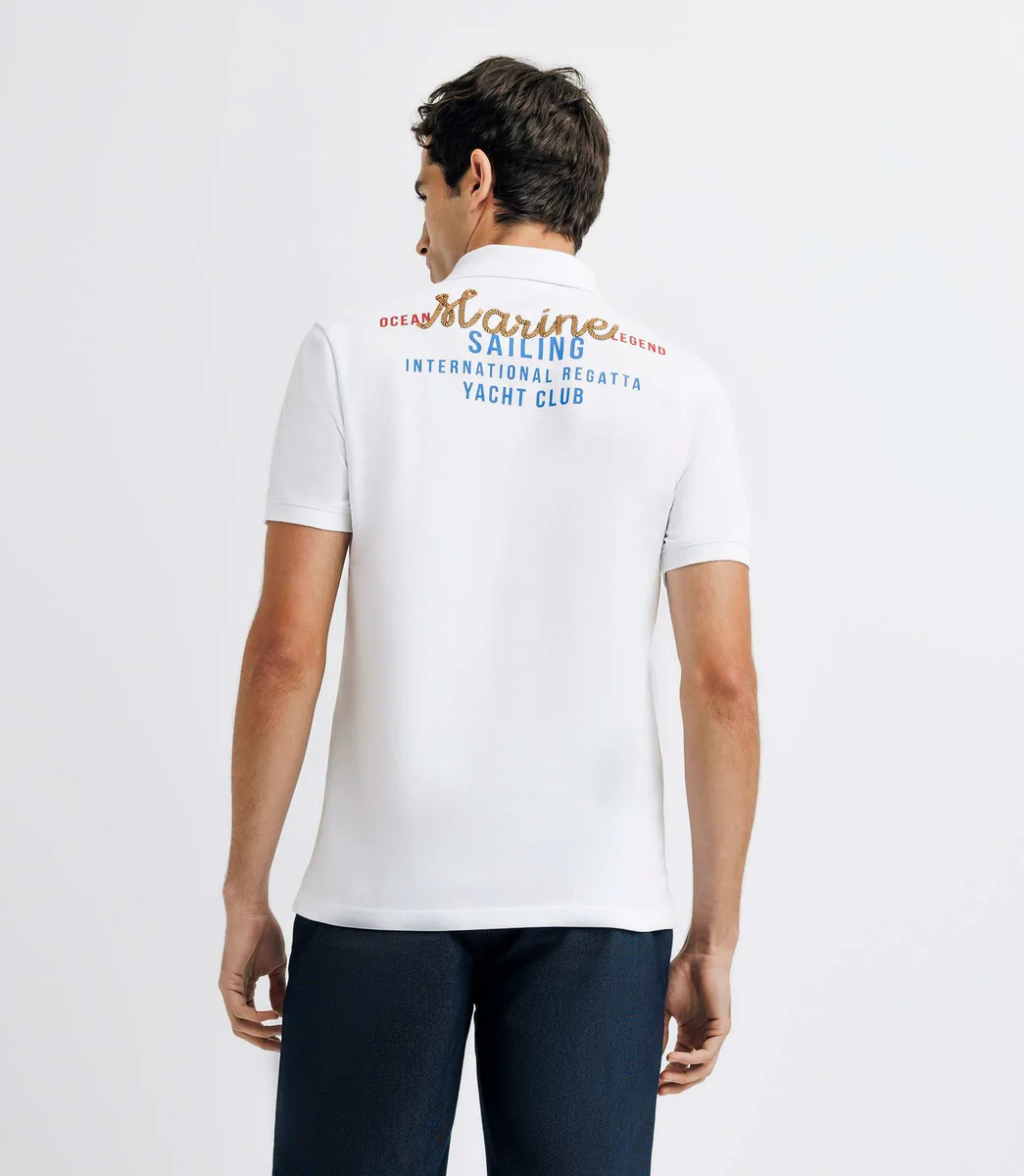 Polo nid d'abeille avec patch blanc