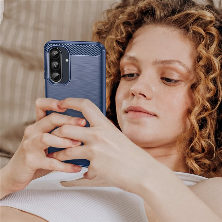 Samsung Galaxy A56 / A36 Gummi Case Schutzhülle Carbon Look - Blau
