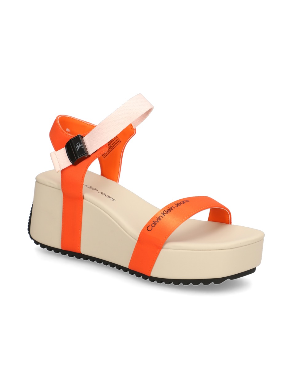 WEDGE BLOCK SANDAL SATIN/HW