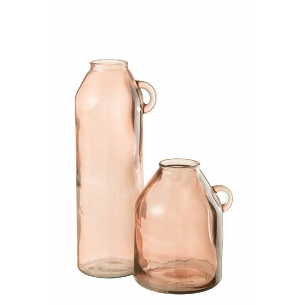 Vase avec anse en verre rose 20x20x25 cm