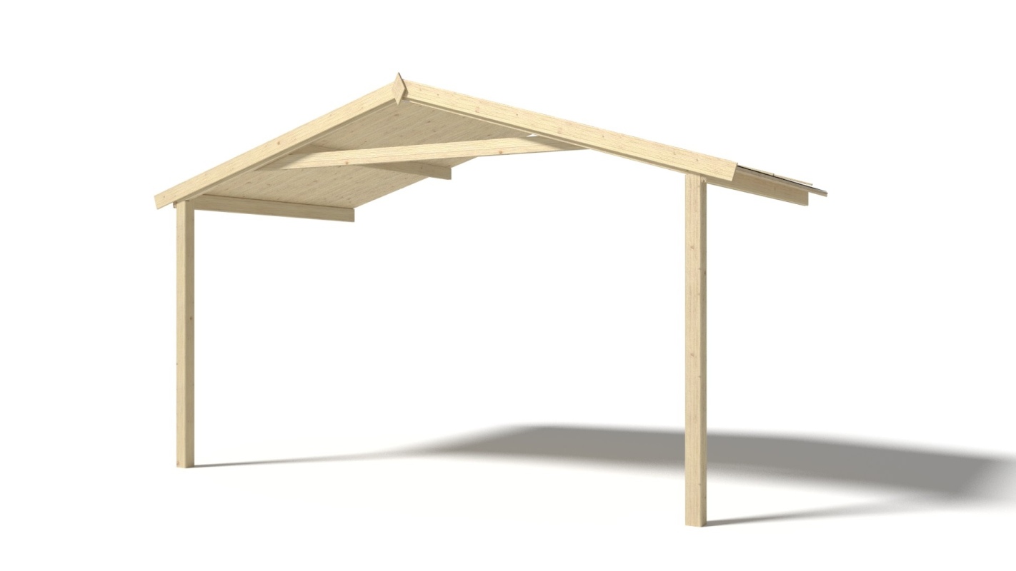 Abri de jardin en bois - 4x3 m - 24 m2 + terrasse avec balustrade et avant-toit en bois