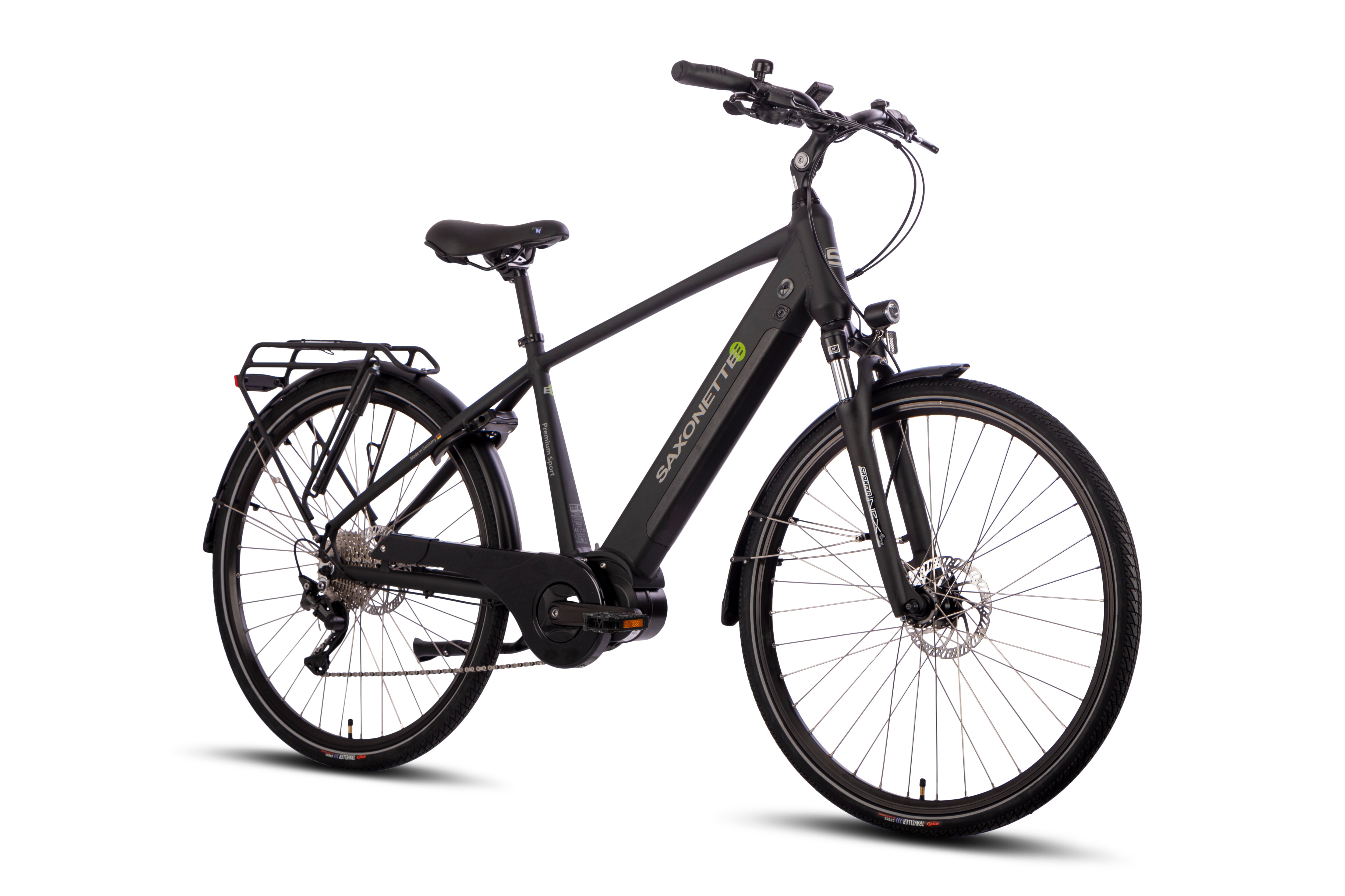 SAXONETTE Premium SportE-Trekkingbike 10 Gang Scheibenbremse, Federgabel, Mitt...