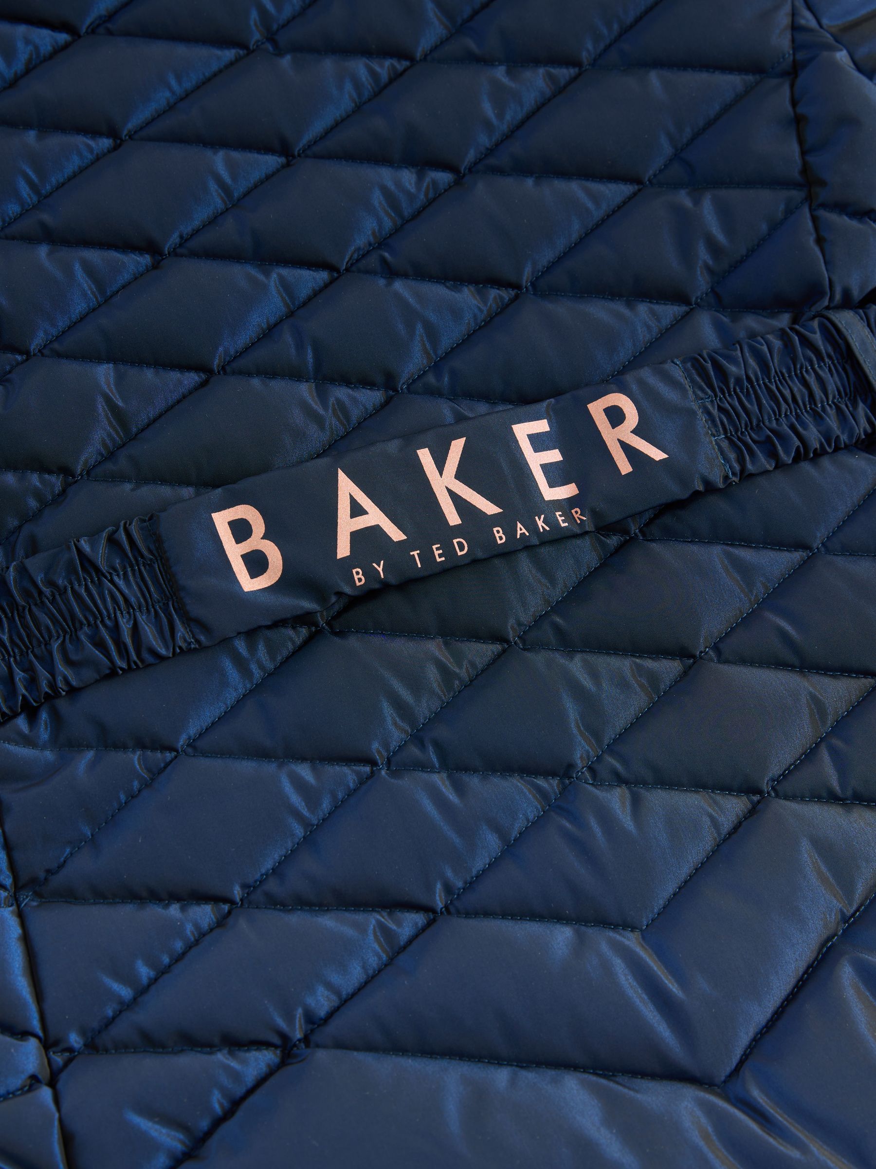 Marineblauw - Baker by Ted Baker - Regenbestendige halfzware gevoerde jas met ceintuur