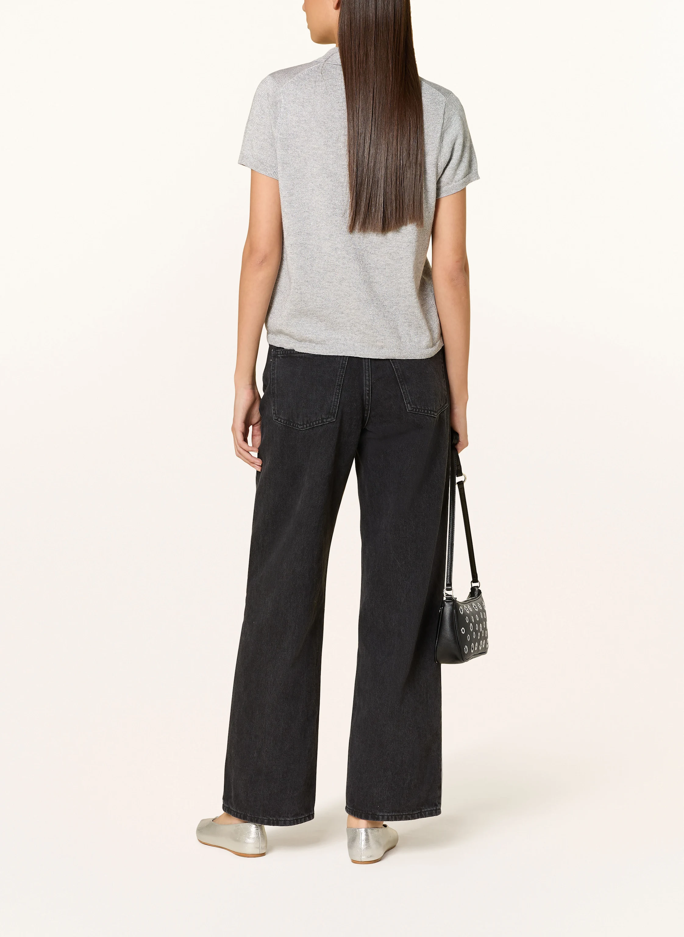 FTC CASHMERE Strick-Poloshirt mit Glitzergarn