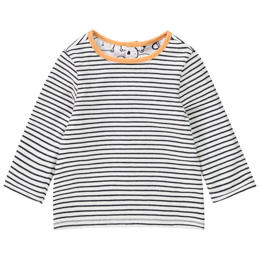 T-shirt manches longues réversible en coton bio pour bébé garçon - Ecru