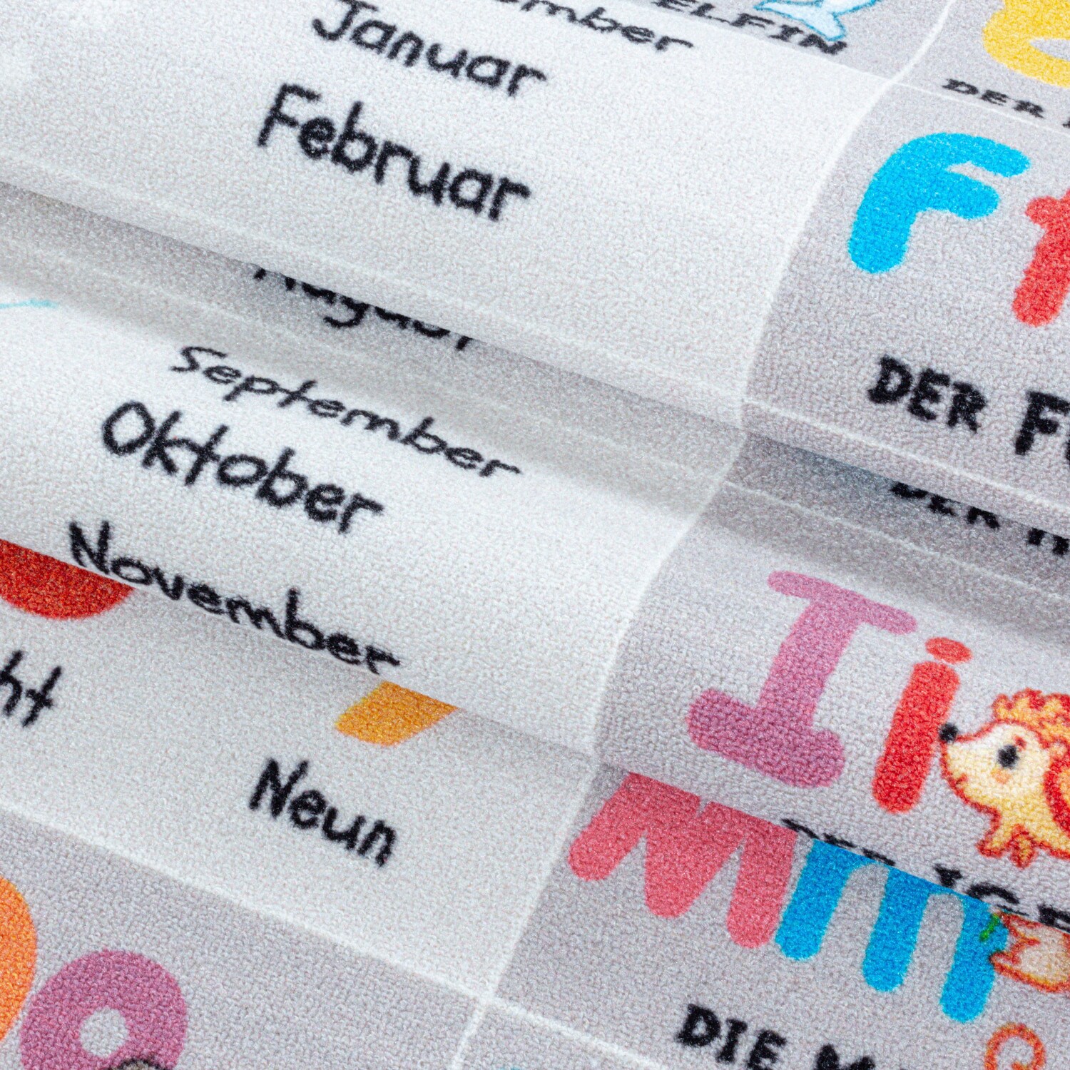 Kinderteppich Spielteppich Hüpfkästchen Zahlen Tiere rechteckig höhe 8 mm