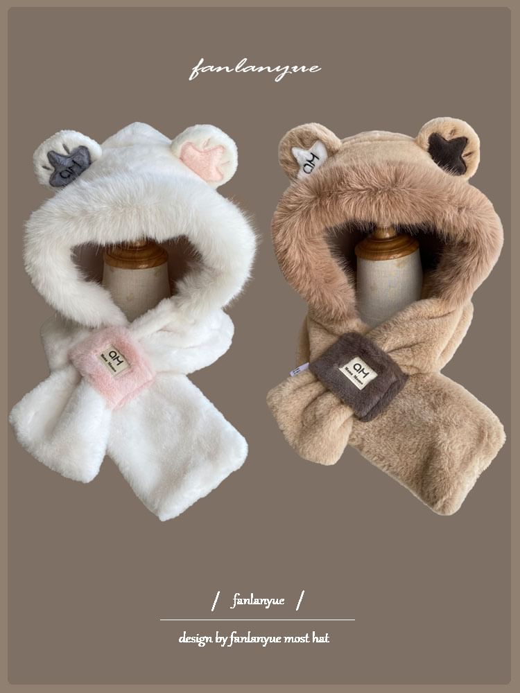 Zaalouk - Bear Ear Fluffy Hooded Scarf