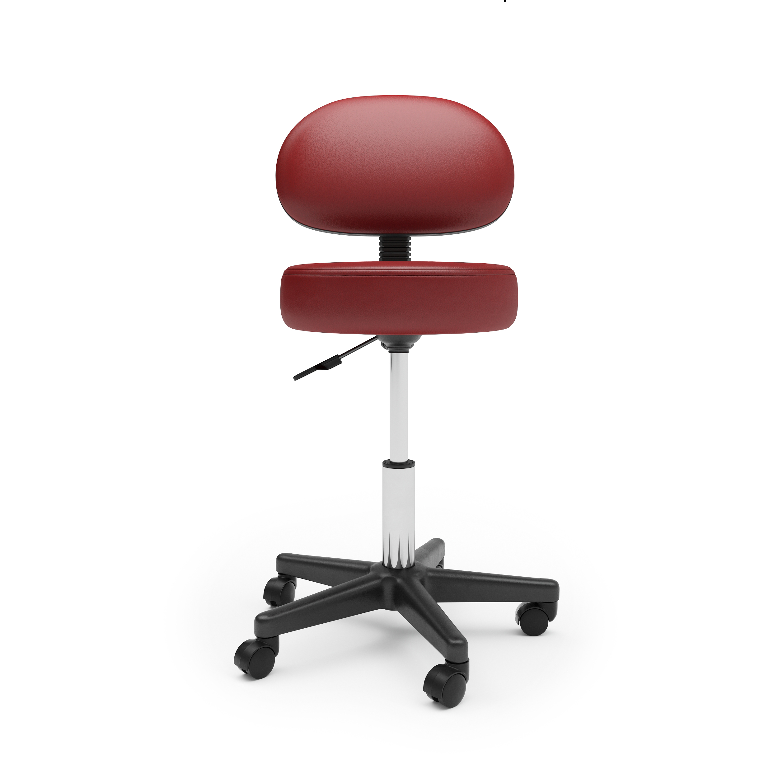 Drehstuhl Rollhocker mit Rückenlehne rot