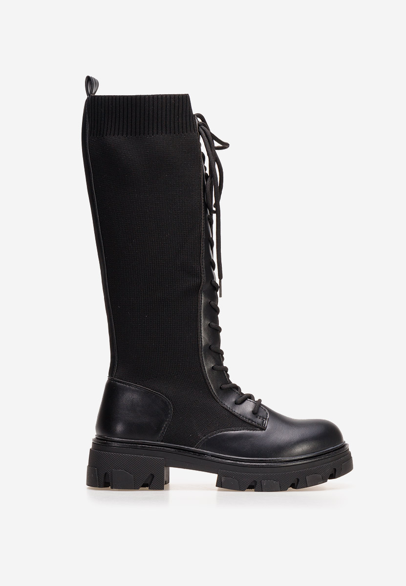 Bottes hautes à lacets noirs Zameria