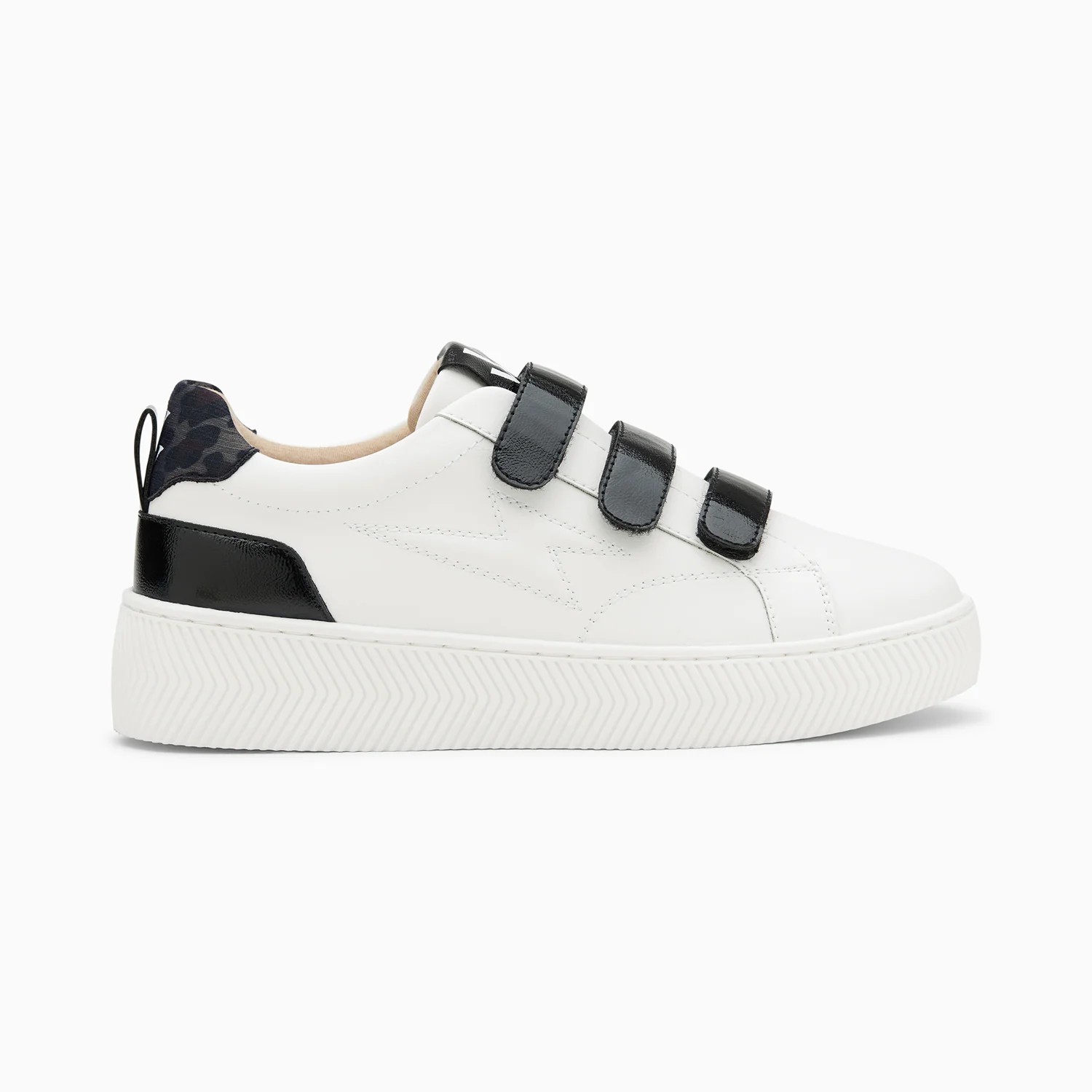 Sneakers-Baskets éclair Oxanna blanches à scratchs noirs