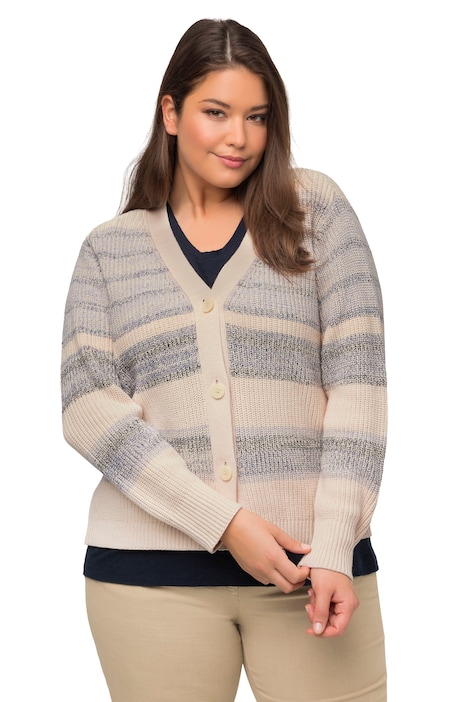 Strickjacke, Patentstrick, V-Ausschnitt, Biobaumwolle