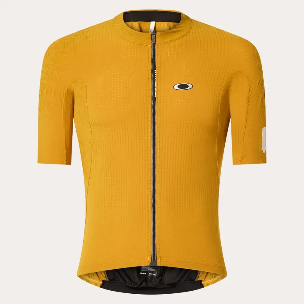 Q36.5 x Oakley Gridskin Pinstripe Fietsshirt Korte Mouwen Geel Heren